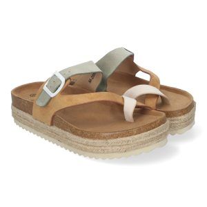 Sandalias de plataforma baja mujer camel de dedo planta BIO M-266