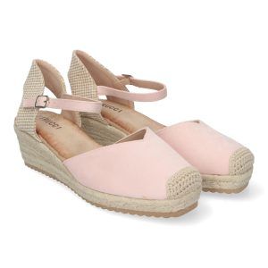 Sandalias de cuña nude mujer punta de rafia VRA-693