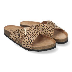 Sandalias planas mujer leopardo pala cruzada planta anatómica BIO AY-2239