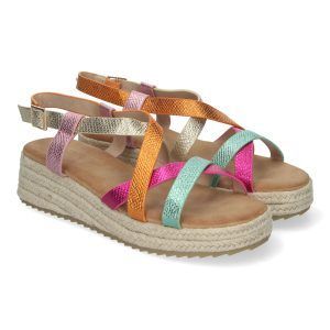 Sandalias planas mujer con tiras multi color CF-2457