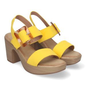 Sandalias de tacón y plataforma mujer amarillas XFH-785