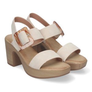 Sandalias de tacón y plataforma mujer beige XFH-785