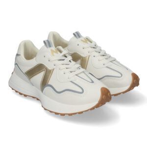 Zapatillas casual de vestir mujer doradas y blanco roto N-2117