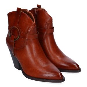 Botines cowboy tacón alto camel 1085