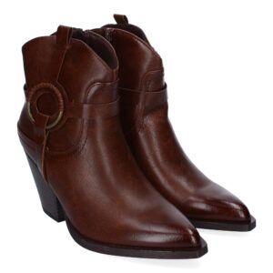 Botines cowboy tacón alto marrón 1085