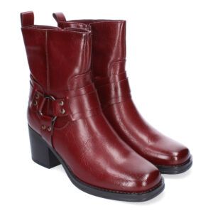 Botines tacón medio y ancho mujer burdeos detalle hebilla 4320