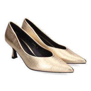 Zapatos dorados de tacón fino para mujer estilo salón A-3311