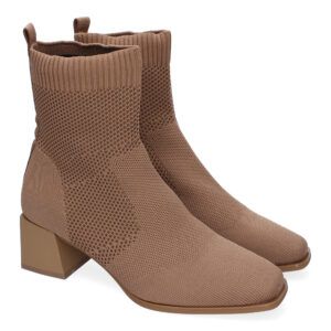 Botines de tacón medio mujer kaki estilo calcetín A9627