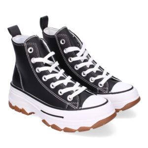 Zapatillas altas mujer negras de lona con plataforma EV-100P