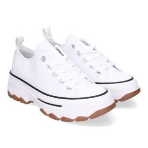Zapatillas de lona blancas con plataforma mujer EV-99P