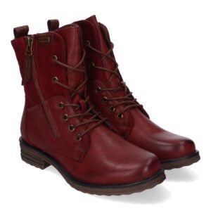 Botas planas de mujer burdeos estilo casual con cordones F6292