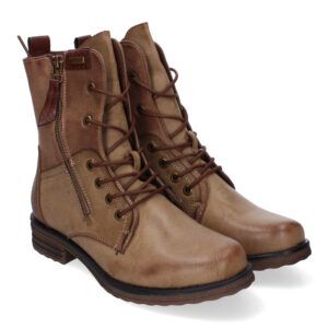 Botas planas de mujer kaki estilo casual con cordones F6292