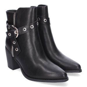 Botines de tacón alto mujer negros ojales metálicos F6697