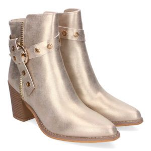 Botines de tacón alto mujer dorados ojales metálicos F6697
