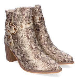 Botines de tacón alto mujer serpiente ojales metálicos F6697