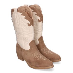 Botas cowboy kaki mujer con tacón medio y caña bordada HQ360
