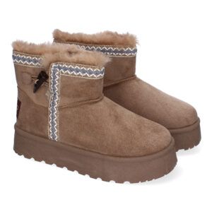 Botas australianas mujer kaki forro pelo adorno en caña HZ2000-103