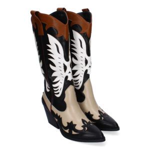 Botas cowboy de tacón mujer punta fina negro JH24-25