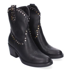 Botines tacón mujer tachuelas negro JH28075