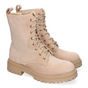 Botas planas mujer beige suela dentada L1003