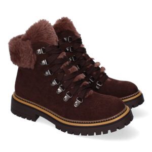 Botas planas mujer color marrones forro pelo interior suela dentada L1007