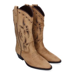 Botas tacón camperas mujer con adornos camel M4751