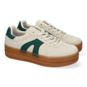 Zapatillas casual de vestir mujer beige efecto triple suela PP-15