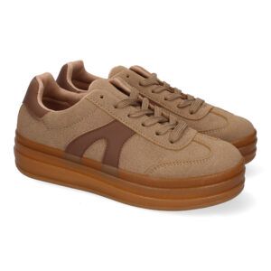 Zapatillas casual de vestir mujer kaki efecto triple suela PP-15