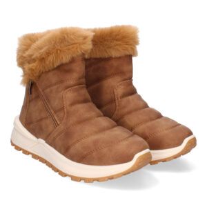 Botas planas mujer camel forro de pelo en caña PP-18