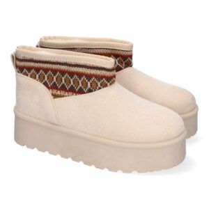 Botas australianas mujer beige forro pelo adorno en caña SL-729