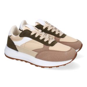Zapatillas deportivas de vestir mujer verdes y beige TT-57
