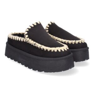 Zuecos esquimal mujer negros con plataforma VRA-1193