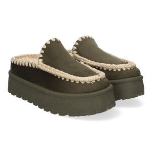 Zuecos esquimal mujer verdes con plataforma VRA-1193