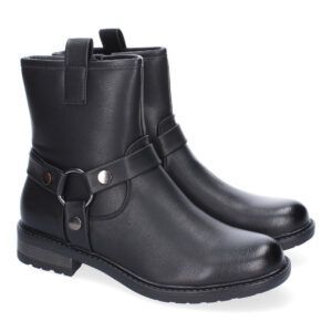 Botines moteros mujer tacón bajo negro YZ24-005