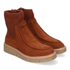 Botínes planos mujer camel con calcetín YZ24-018