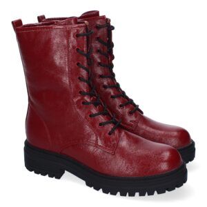 Botas estilo miltar burdeos mujer cordones y suela dentada DB-3355