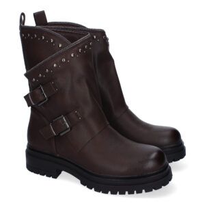 Botas estilo motero mujer marrones con tachuelas JH28030