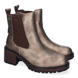 Botines chelsea mujer tacón medio color taupe M-787