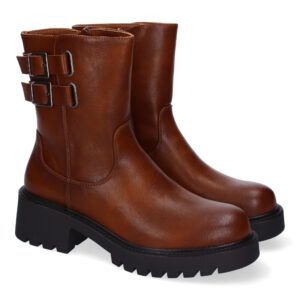 Botines mujer planos color camel con suela track 5822