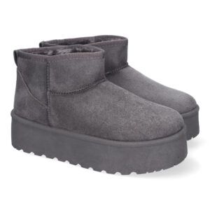 Botas australianas grises con plataforma y pelo en el interior 6BKA