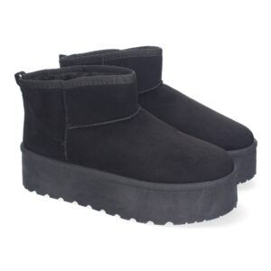 Botas australianas negras con plataforma y pelo en el interior 6BKA