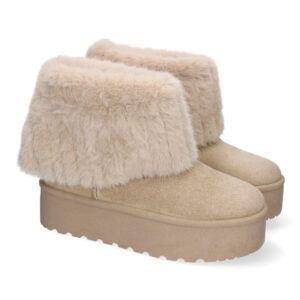 Botas australianas beige con plataforma y pelo 8908