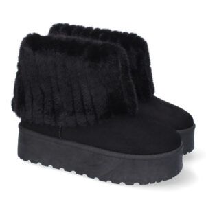 Botas australianas negro con plataforma y pelo 8908
