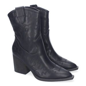 Botines cowboy mujer con bordado negro A-2435