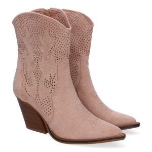 Botines camperos mujer rosas calado y bordado en caña A-5004
