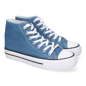 Zapatillas altas de tela para mujer azul CZ-771