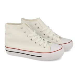 Zapatillas altas de tela para mujer blanco CZ-771