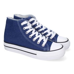Zapatillas altas de tela para mujer marino CZ-771