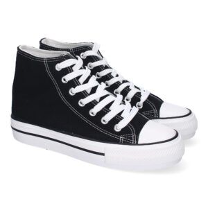 Zapatillas altas de tela para mujer negro CZ-771