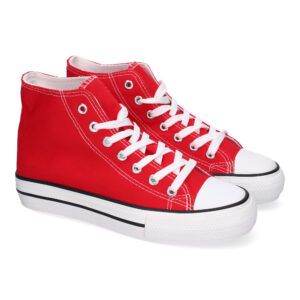 Zapatillas altas de tela para mujer rojo CZ-771